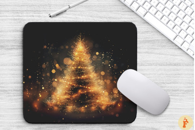 Shimmering Gold Christmas Tree Mouse Pad
