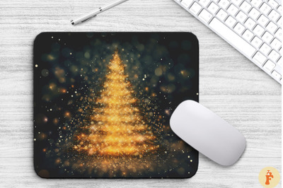 Shimmering Gold Christmas Tree Mouse Pad