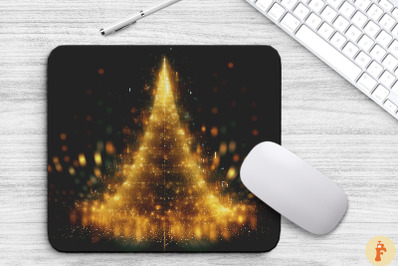Shimmering Gold Christmas Tree Mouse Pad