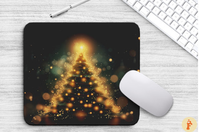 Shimmering Gold Christmas Tree Mouse Pad