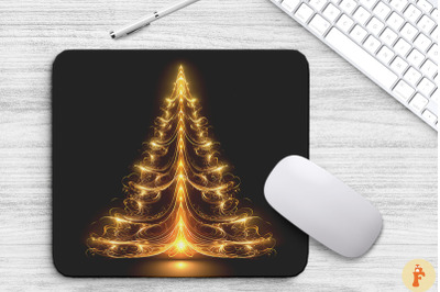 Gold Glowing Christmas Tree Mouse Pad