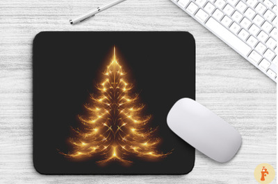 Gold Glowing Christmas Tree Mouse Pad