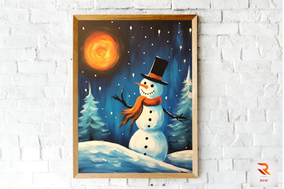 Nice Snowman Painting Wall Art