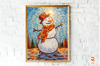 Mosaic Style Snowman Wall Art