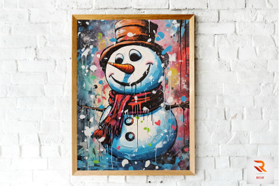 Nice Snowman Painting Wall Art