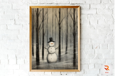 Hand Drawing Snowman Wall Art