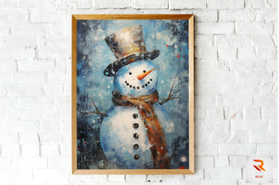 Snowman Abstract Oil Painting Wall Art