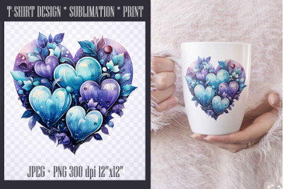 Blue Heart Sublimation PNG/jpeg