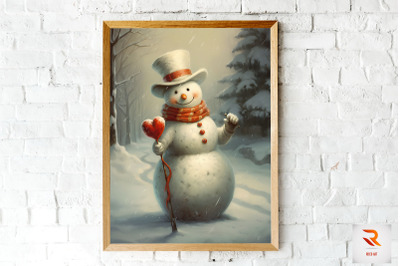 Snowy Day Of Snowman Wall Art