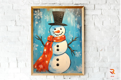 Beautiful Snowman Painting Wall Art