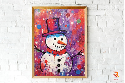 Beautiful Snowman Painting Wall Art