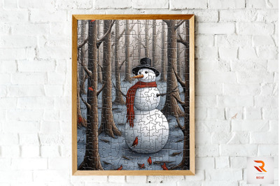 Puzzle Style Snowman Wall Art