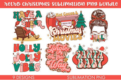 Retro Christmas Sublimation PNG Bundle