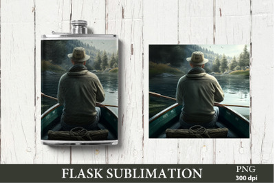 Flask Sublimation PNG. Fishing Sublimation Design