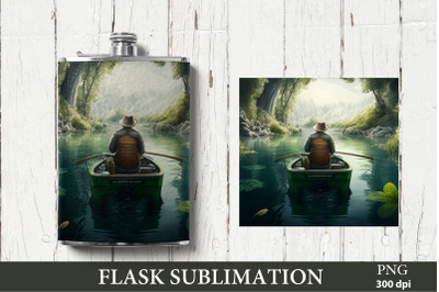 Fishing Flask Sublimation. Hip Flask Sublimation PNG