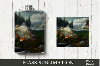 Flask Sublimation PNG. Fishing Flask Design PNG