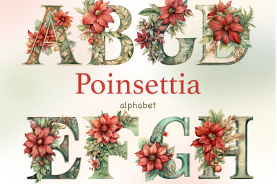 Poinsettia Alphabet | Christmas Invitation Bundle