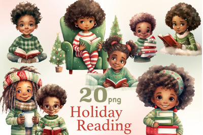 Christmas Cute Black Doll Clipart | Book Lover PNG