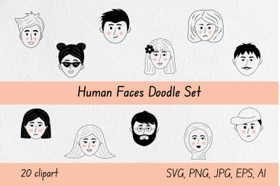 Human Faces Doodle Set