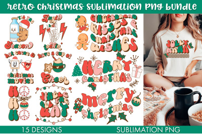 Retro Christmas Bundle PNG Sublimation