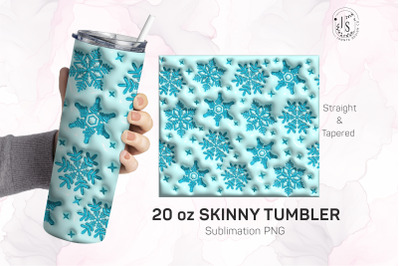 Inflated Snowflakes Tumbler PNG, Puffy Snowflake Tumbler