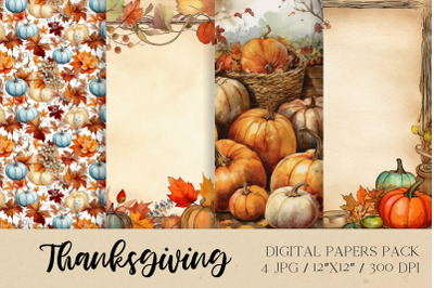 Pumpkin Thanksgiving Digital Papers Pack