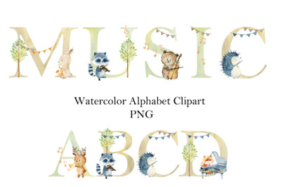 Watercolor Woodland Alphabet.