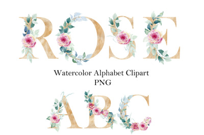 Watercolor roses alphabet.