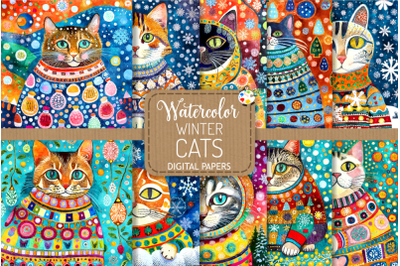 Winter Cats - Watercolor Portrait Paintings