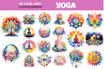 Retro Yoga Zen Lotus Flower Bundle