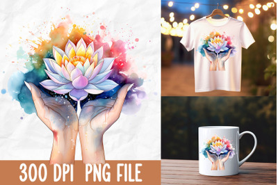 Retro Zen Lotus Flower Meditate Rainbow