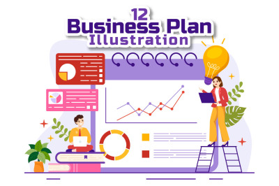 12 Business Plan Vector Illustration