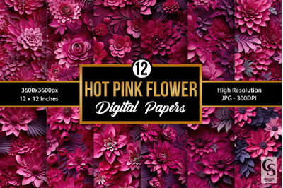 Magenta Pink Paper Cut Flowers Patterns