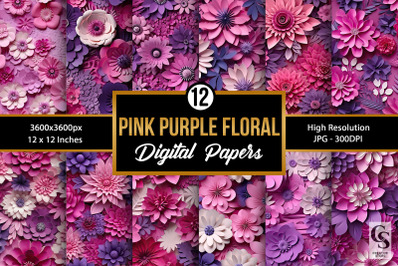 Pink &amp; Purple Paper Cut Flowers Patterns