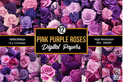 Pink &amp; Purple Roses Seamless Patterns