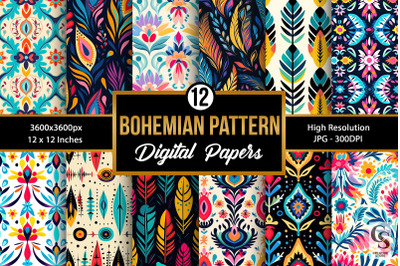Bohemian Seamless Pattern Digital Papers