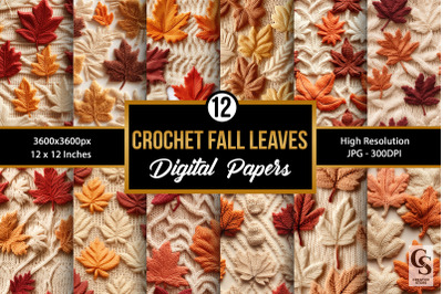 Crochet Fall Maple Leaves Digital Paper Patterns