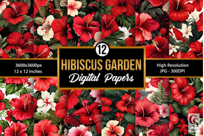 Hibiscus Flowers Pattern Digital Papers