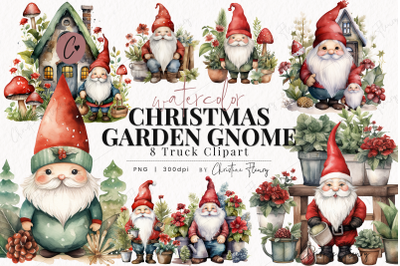 Watercolor Christmas Garden Gnomes