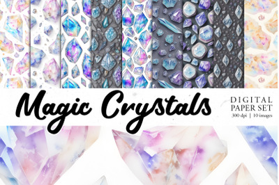 Magic Crystals Digital Paper |Seamless pattern bundle