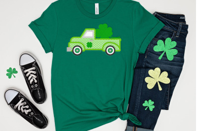 Vintage Truck with Shamrock | Applique Embroidery