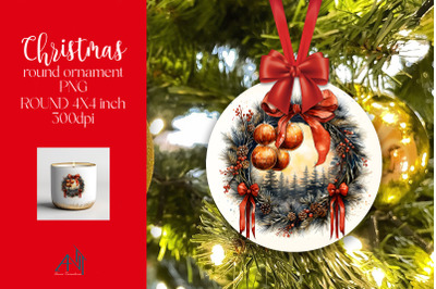 Christmas Round Ornament Sublimation PNG