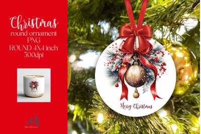 Christmas Round Ornament Sublimation PNG