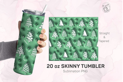 3D Inflated Christmas Tree Tumbler Wrap, Xmas Sublimation