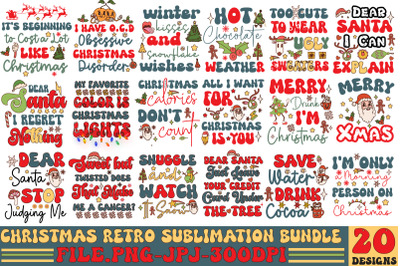 Retro Christmas Sublimation Bundle&2C;Christmas SVG Bundle&2C;Christmas