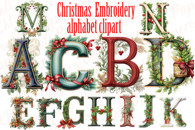 Christmas Alphabet clipart,Christmas Letters Png,Embroidery