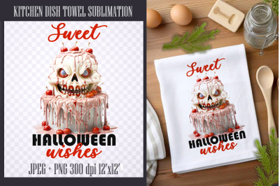 Sweet Halloween Cake | Kitchen Dish Towel Sublimation