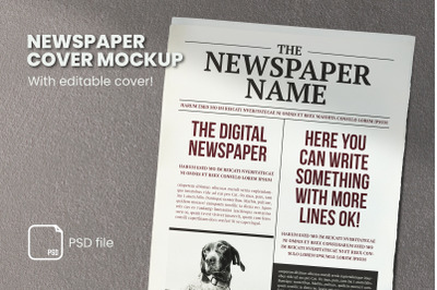 Newspaper with Editable Cover Mockup