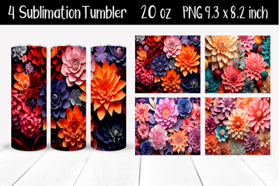 Paper 3D flowers Sublimation Tumbler Wrap 20 oz