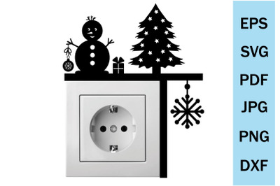 Christmas decor on the corner of the SVG door, file cutting